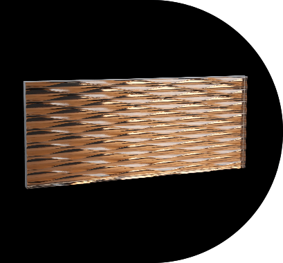 Laminated embossed art glass partition